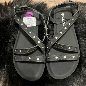 Black Silver Stud Sandals
